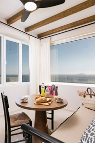 Breakfast with sea view from the Living Room on the First floor